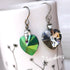 Scarabaeus Green Crystal Titanium Drop Earrings